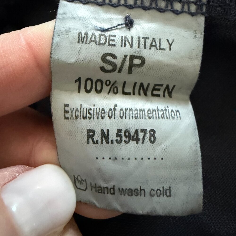 ROSEMARINE 100% Italian Linen 3/4 Sleeve Crochet Dress Blue Gray Small - Picture 13 of 13